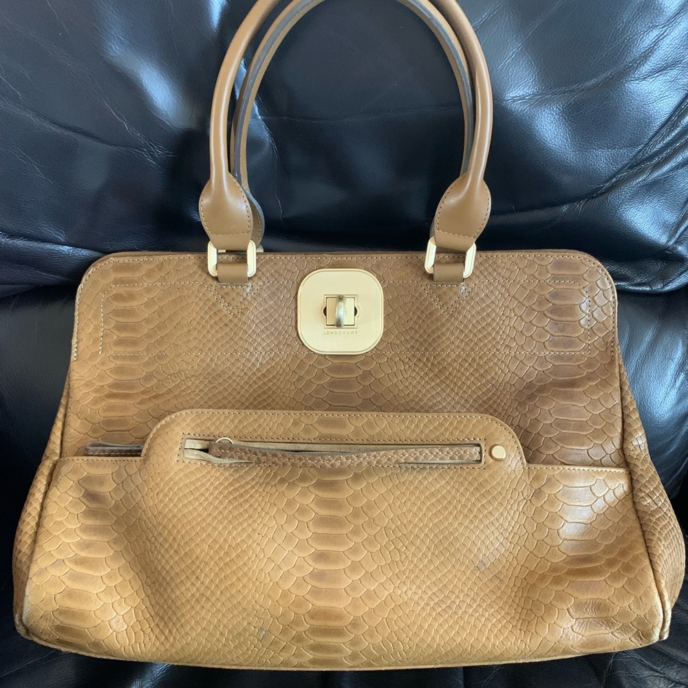 Longchamp snakeskin leather bag
